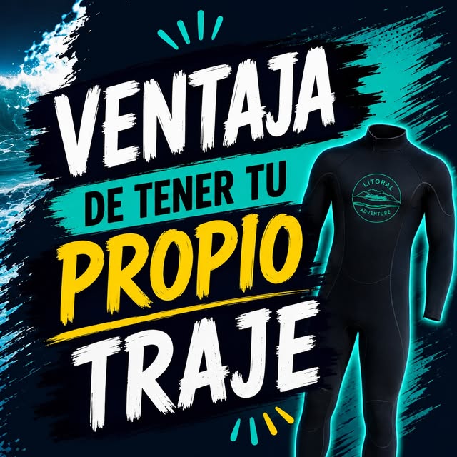 Traje de neopreno con parche del logo de Litoral Adventure